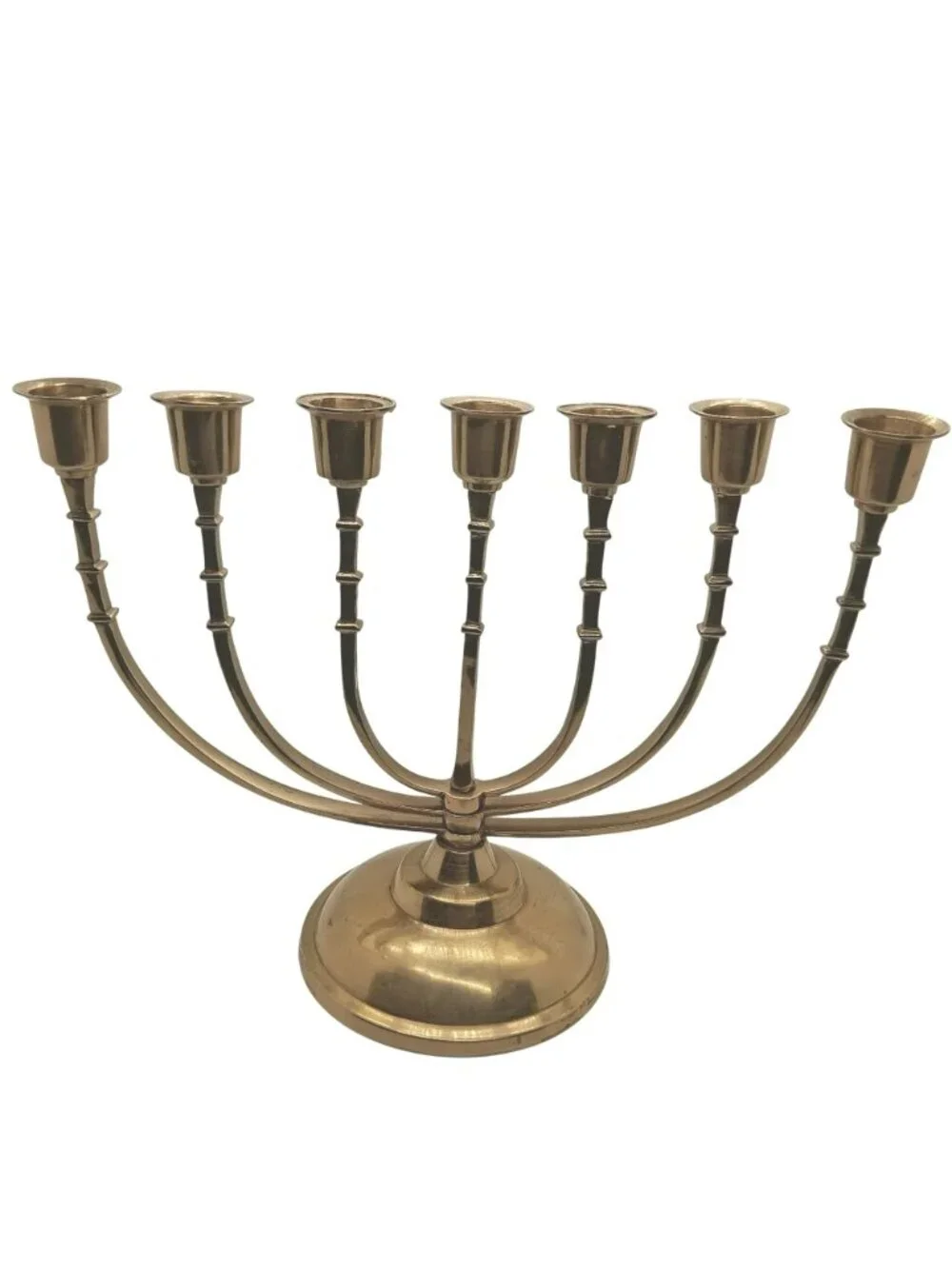 Vintage Chanukah Hanukkah Brass Seven-Branch Menorah Candleabra Candle Holder